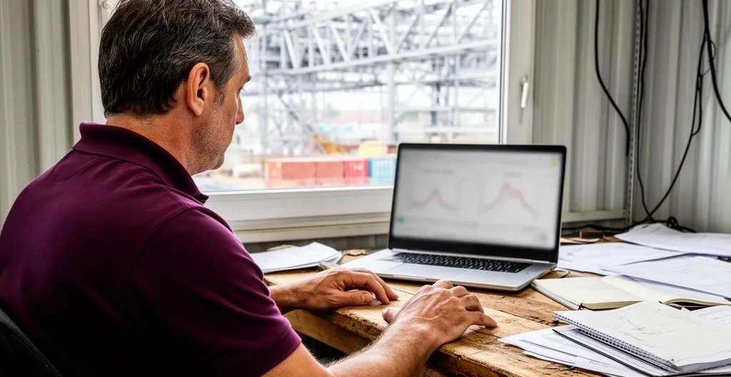 Responsable de parc consultant tableau de bord de gestion carburant sur ordinateur